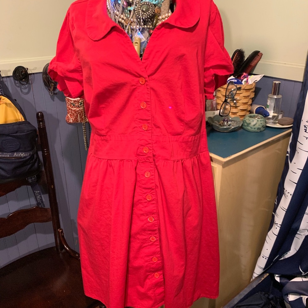 Gently used cherry red ModCloth US2X shirtdress!